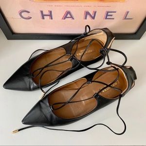 Aquazzura Lambskin Lace Up Flats
